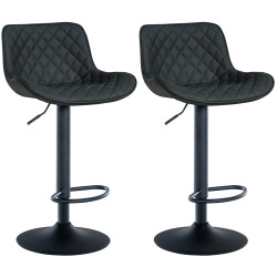 Lot de 2 tabourets de bar Minosa en similicuir noir
