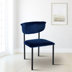 Chaise visiteur en velours Gambell | bleu foncé