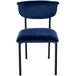 Chaise visiteur en velours Gambell | bleu foncé