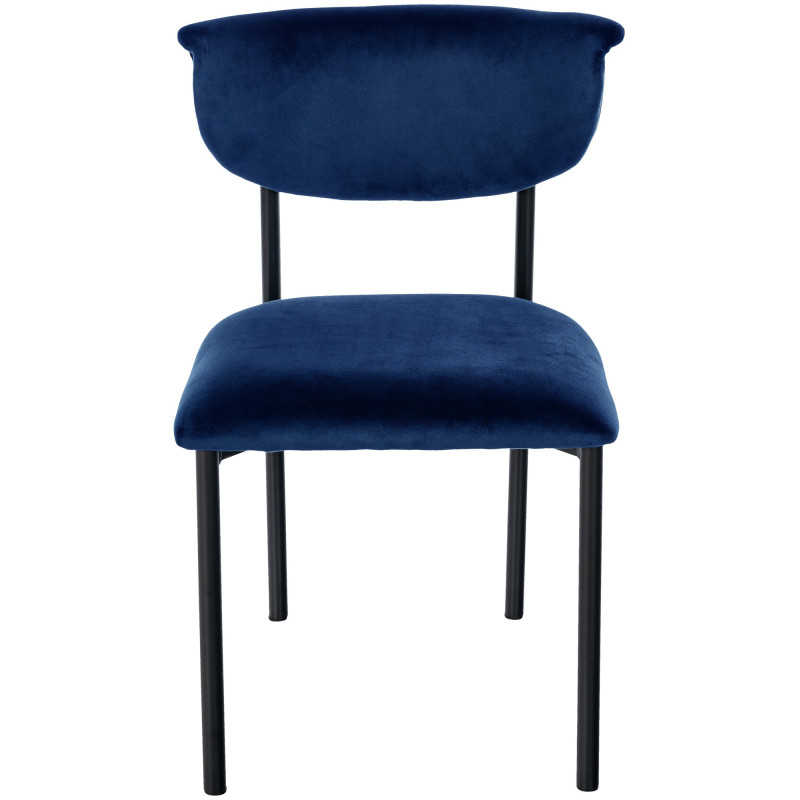 Chaise visiteur en velours Gambell | bleu foncé