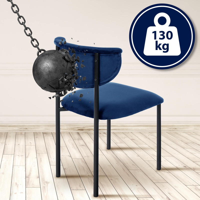 Chaise visiteur en velours Gambell | bleu foncé