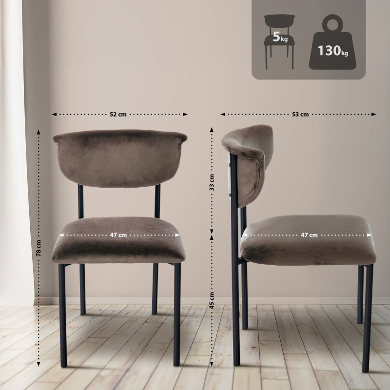 Chaise visiteur en velours Gambell | brun