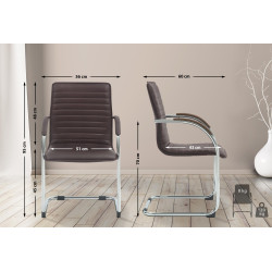 Lot de 2 chaises visiteurs Tira en cuir artificiel | brun