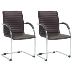 Lot de 2 chaises visiteurs Tira en cuir artificiel | brun
