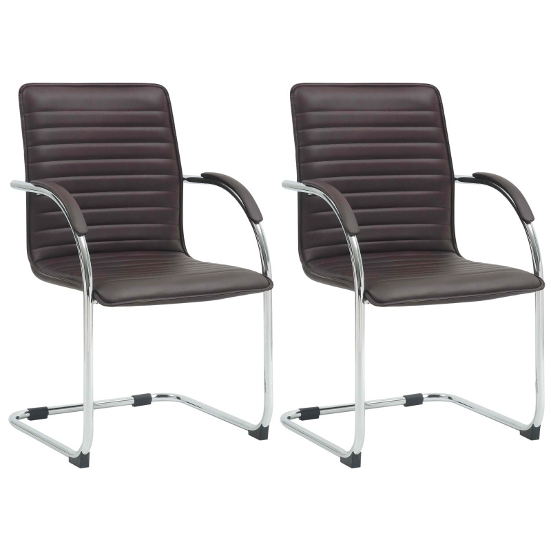Lot de 2 chaises visiteurs Tira en cuir artificiel | brun