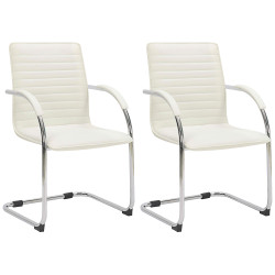 Lot de 2 chaises visiteurs Tira en cuir artificiel | crème
