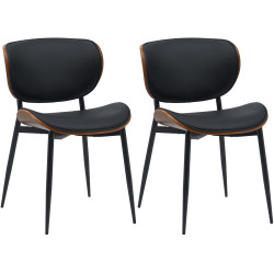 Lot de 2 chaises visiteurs Enid en cuir artificiel | noyer/noir
