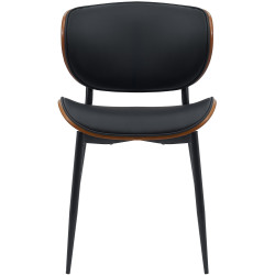 Lot de 2 chaises visiteurs Enid en cuir artificiel | noyer/noir