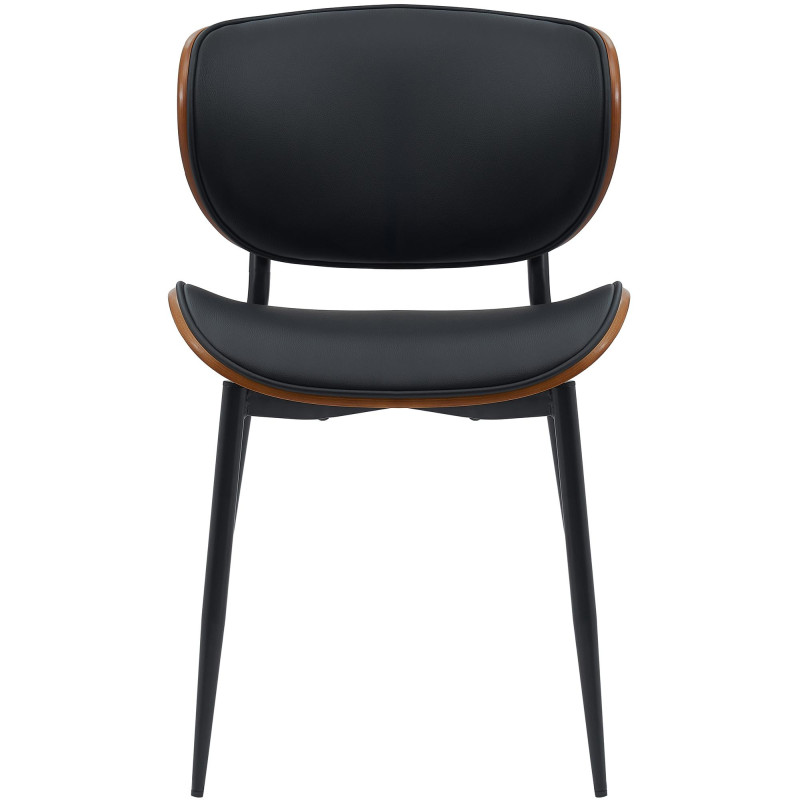 Lot de 2 chaises visiteurs Enid en cuir artificiel | noyer/noir