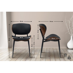 Lot de 2 chaises visiteurs Enid en cuir artificiel | noyer/noir