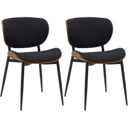 Lot de 2 chaises visiteurs en tissu Enid | noyer/noir