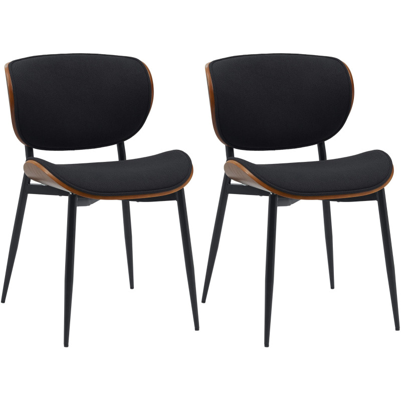 Lot de 2 chaises visiteurs en tissu Enid | noyer/noir