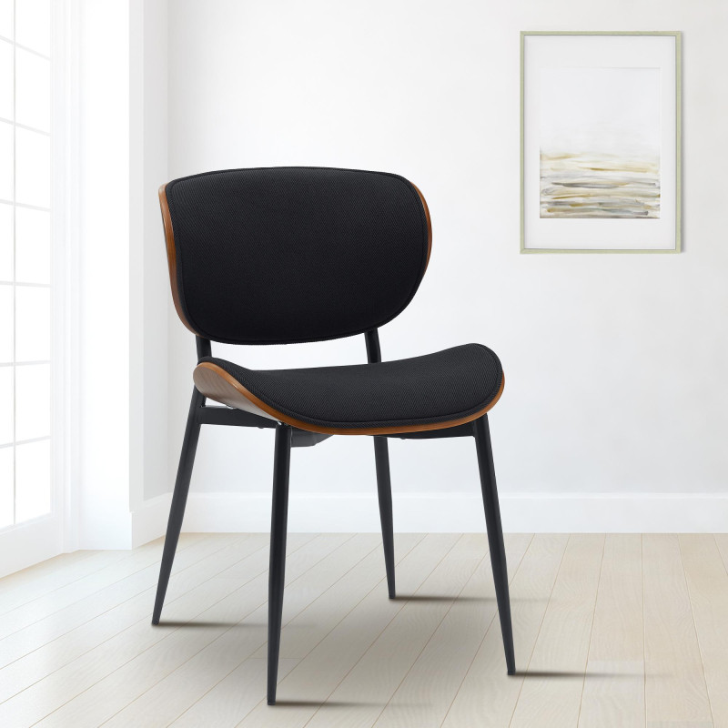 Lot de 2 chaises visiteurs en tissu Enid | noyer/noir