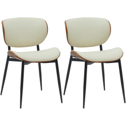 Lot de 2 chaises visiteurs Enid en cuir artificiel | noix/crème