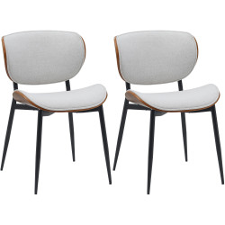 Lot de 2 chaises visiteurs en tissu Enid | noix/crème