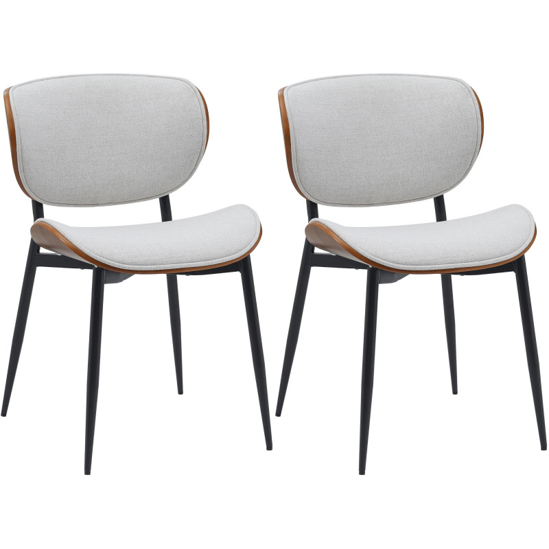 Lot de 2 chaises visiteurs en tissu Enid | noix/crème