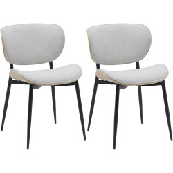 Lot de 2 chaises visiteurs en tissu Enid | nature/crème