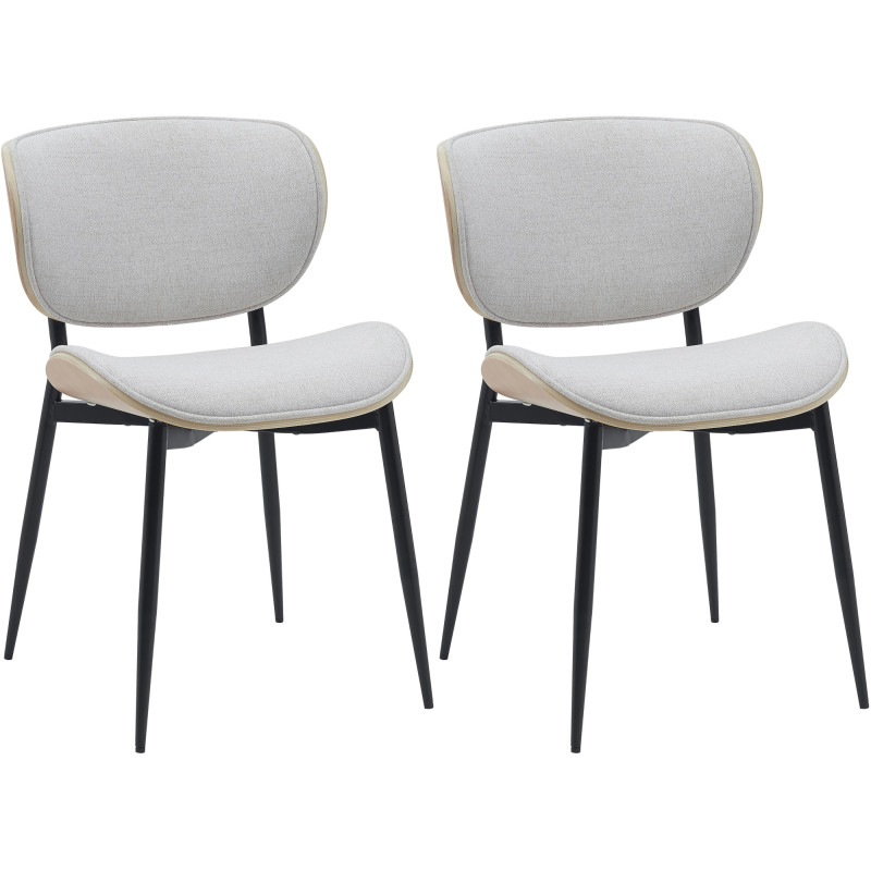 Lot de 2 chaises visiteurs en tissu Enid | nature/crème