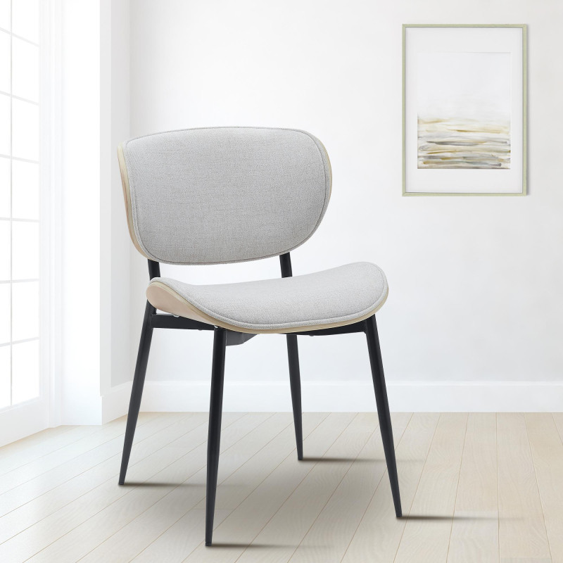 Lot de 2 chaises visiteurs en tissu Enid | nature/crème