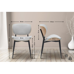 Lot de 2 chaises visiteurs en tissu Enid | nature/crème