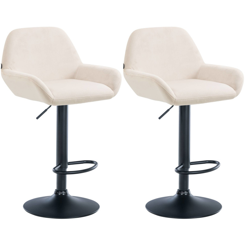 Lot de 2 tabourets de bar Braga velours noir