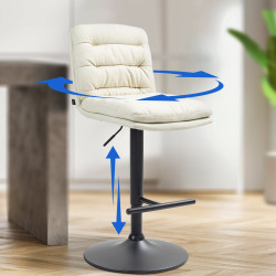 Tabouret de bar Damar tissu noir crème