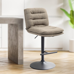 Taburete de bar Damar en tela Gris topo,Negro