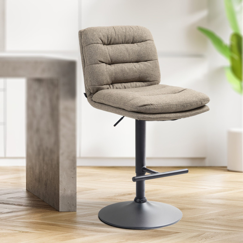 Taburete de bar Damar en tela Gris topo,Negro