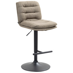 Tabouret de bar Damar, tissu noir taupe