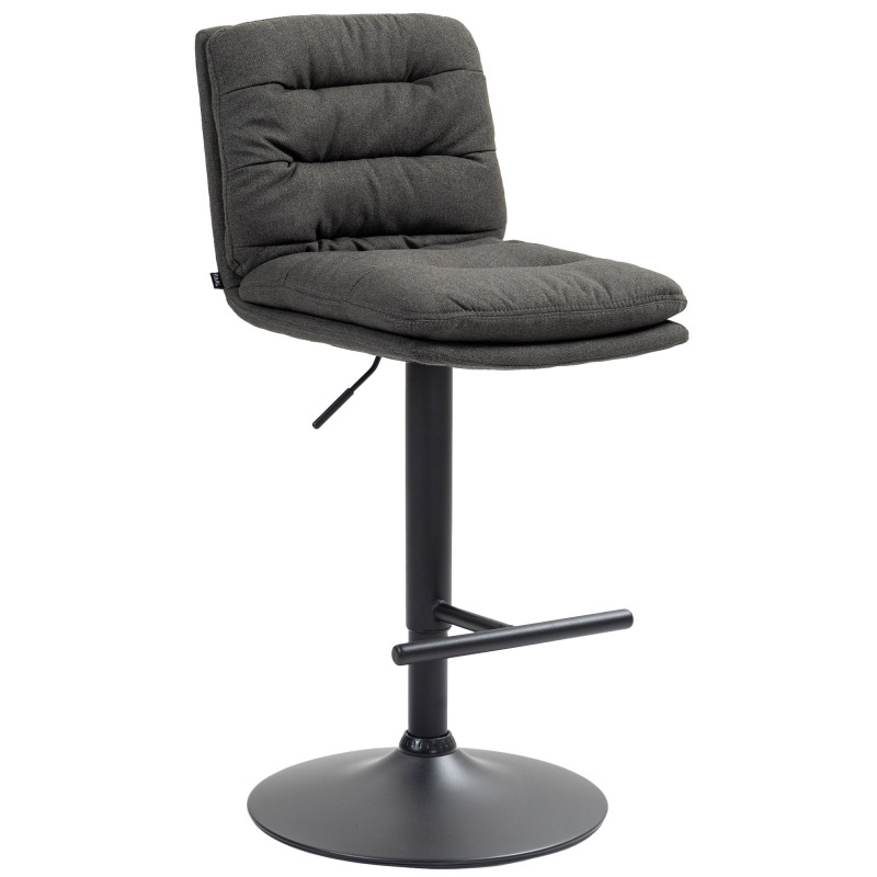 Tabouret de bar Damar, tissu noir gris foncé