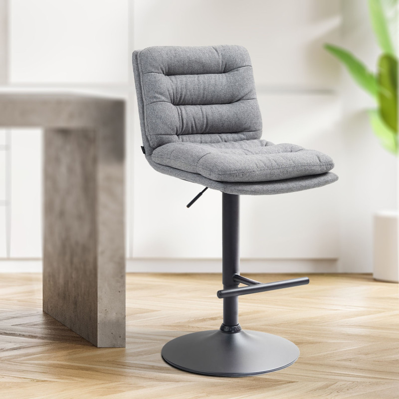 Taburete de bar Damar en tela Gris,Negro