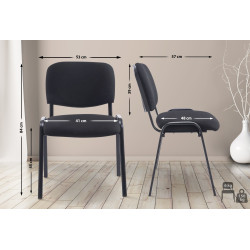 Chaise visiteur Ken XL en tissu | noir