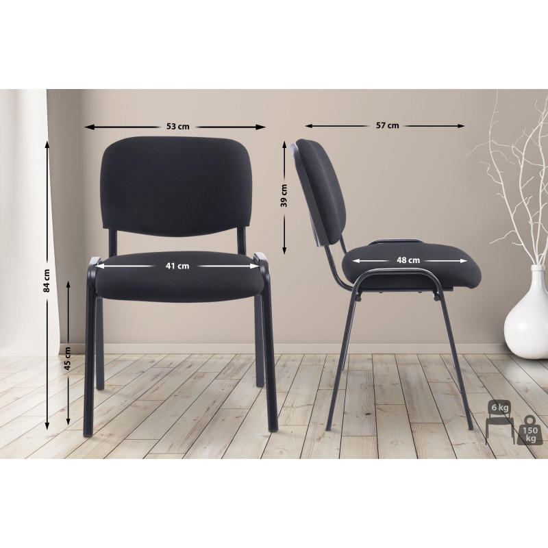 Chaise visiteur Ken XL en tissu | noir