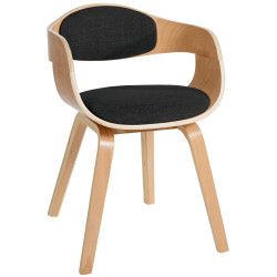 Chaise visiteur en tissu Kingston | naturel/noir