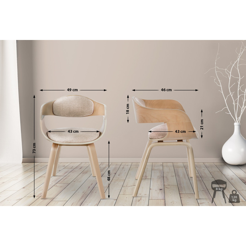 Chaise visiteur en tissu Kingston | nature/crème