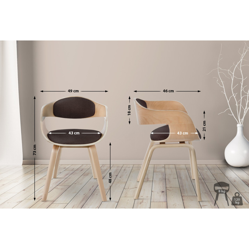Chaise visiteur en tissu Kingston | naturel/marron