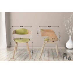 Chaise visiteur en tissu Kingston | naturel/vert clair