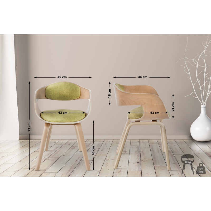 Chaise visiteur en tissu Kingston | naturel/vert clair