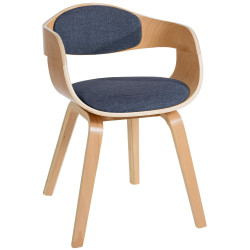 Chaise visiteur en tissu Kingston | naturel/bleu