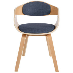 Chaise visiteur en tissu Kingston | naturel/bleu