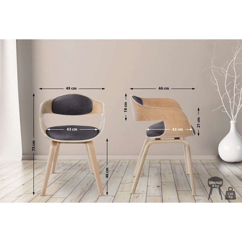 Chaise visiteur en tissu Kingston | naturel/gris clair