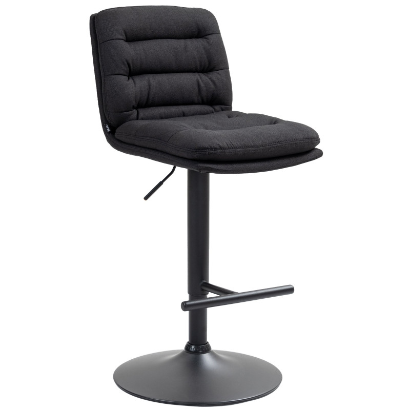 Tabouret de bar Damar, tissu noir noir
