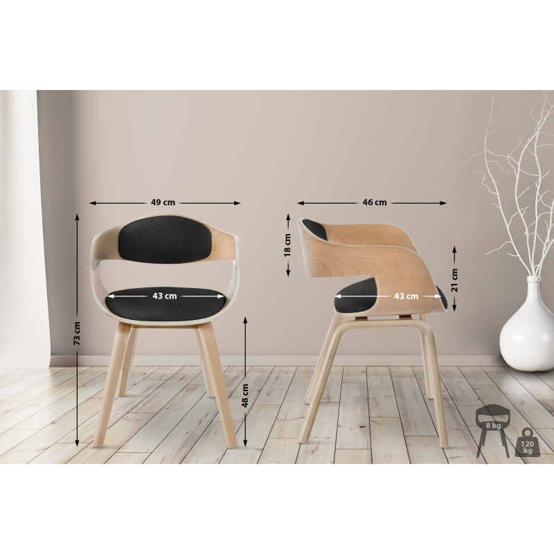 Chaise visiteur en tissu Kingston | naturel/gris foncé