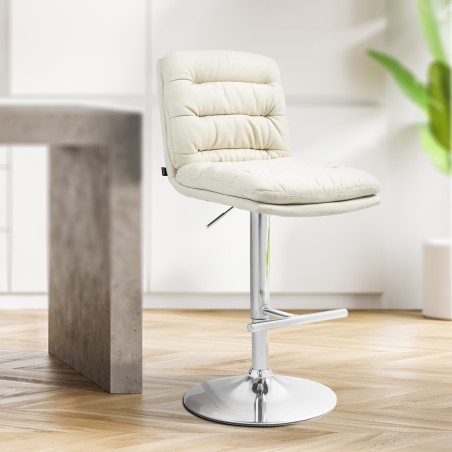 Tabouret de bar Damar tissu chrome crème