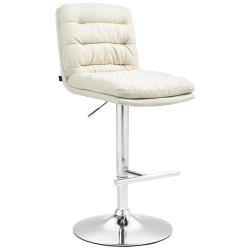 Tabouret de bar Damar, tissu, chrome crème