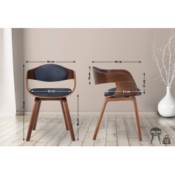 Chaise visiteur en tissu Kingston | noyer/bleu