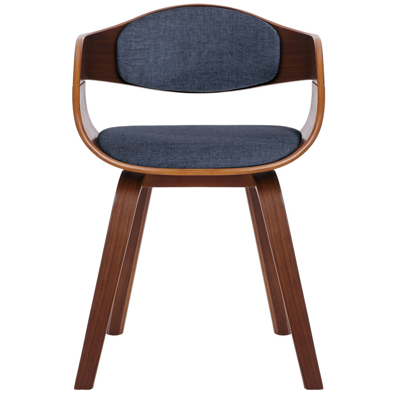 Chaise visiteur en tissu Kingston | noyer/bleu