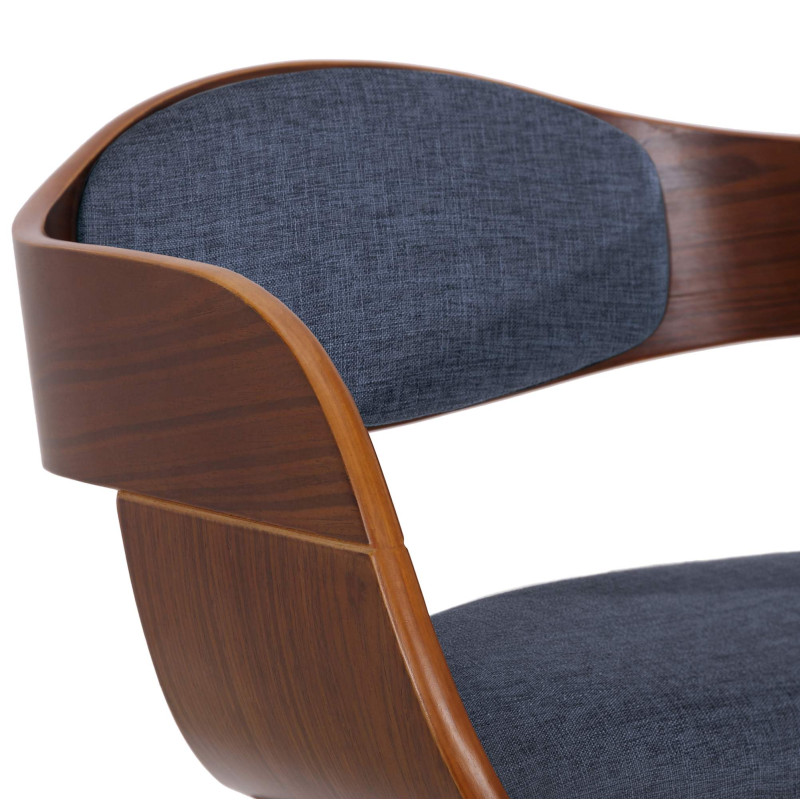 Chaise visiteur en tissu Kingston | noyer/bleu