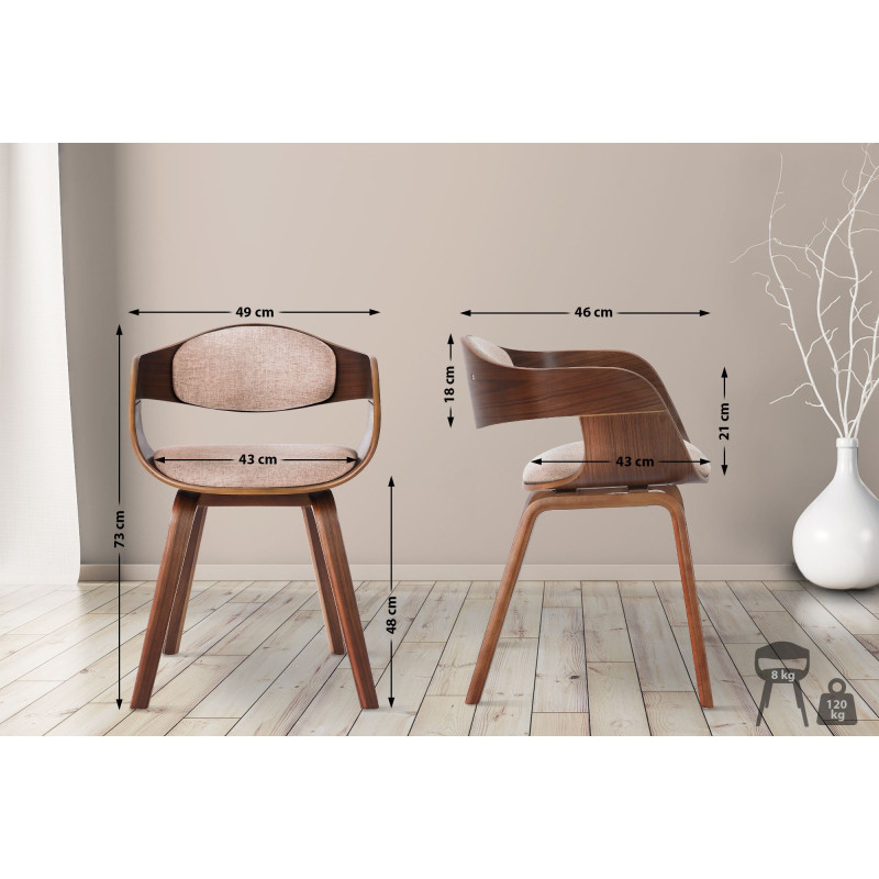Chaise visiteur en tissu Kingston | noix/crème