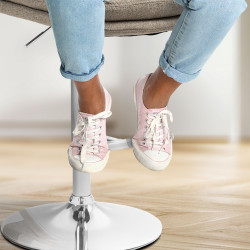 Tabouret de bar Damar, tissu, chrome taupe